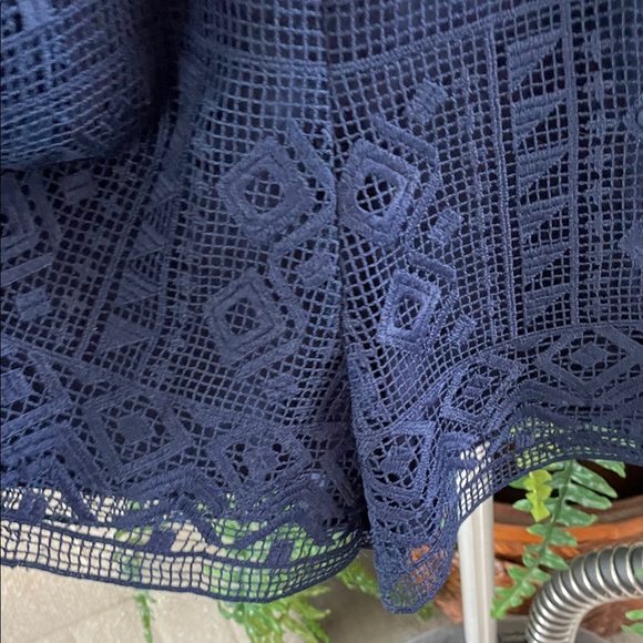 Parker Navy Blue Lace Shorts Romper - Picture 3 of 7
